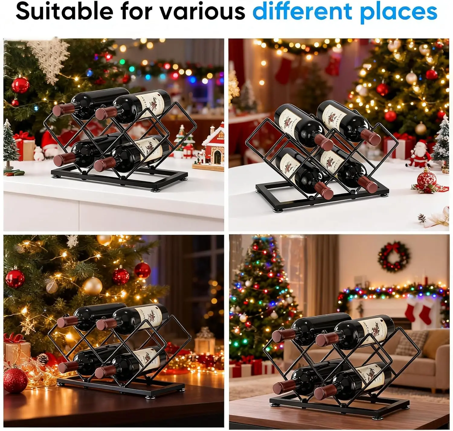 7-Bottle Metal Countertop Wine Rack - Space-Saving Holder for Kitchen, Bar, Cabinet Storage