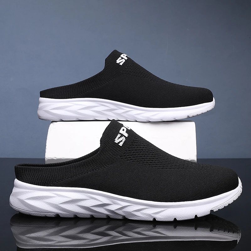 Lightweight Men's Half Slippers Breathable Men Slippers Fashion Casual Shoes Anti-slip Male Flat Slip on Flats Outdoor Big Size