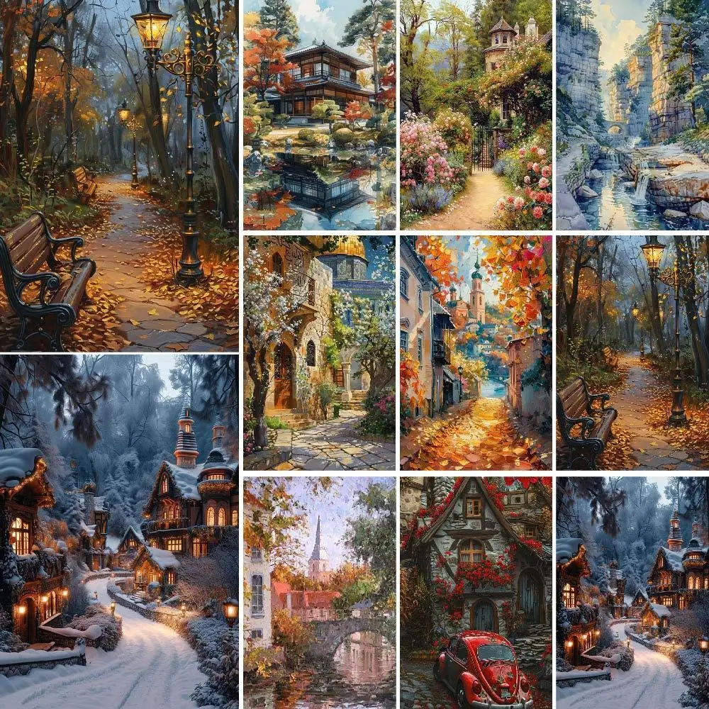 

Diy Paint By Numbers Landscape Painting Kits Handpainted Drawing With Number Secenery Picture On The Wall Home Decor Adults Gift