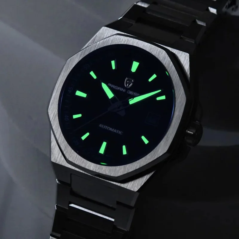 PAGANI DESIGN PD-YS023 Luxury Men's Wristwatch 40MM Blue Dial Synthetic Sapphire Glass Mirror 156G Solid Stainless Steel Strap