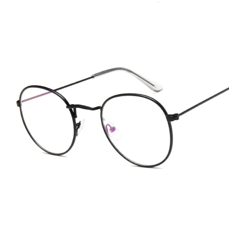 Vintage okrągłe okulary przezroczyste soczewki modne złote okrągła metalowa ramka okulary optyczne męskie damskie oprawki do okularów fałszywe okulary