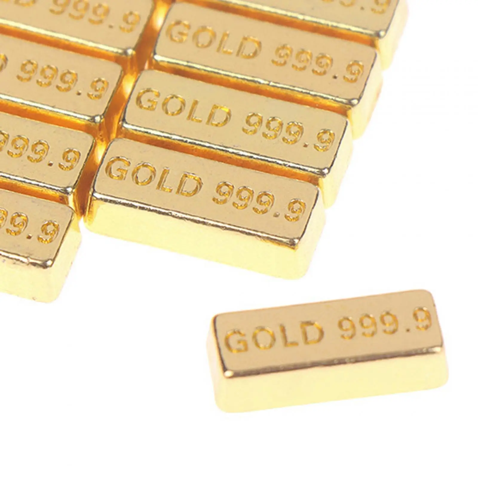 10 Pieces 1:12 Scale Golden Decor Model, Miniature Alloy Gold Bar Brick for Scene, Architectural