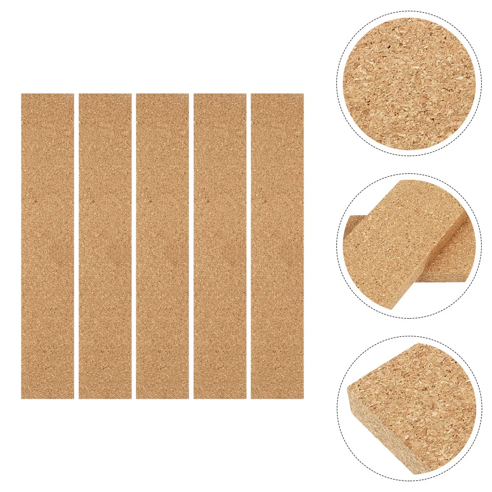 

5pcs Cork Bulletin Strips Self-Adhesive Thick Natural Frameless Wall Tiles For Office Home Message Memo Board Organizer Supply