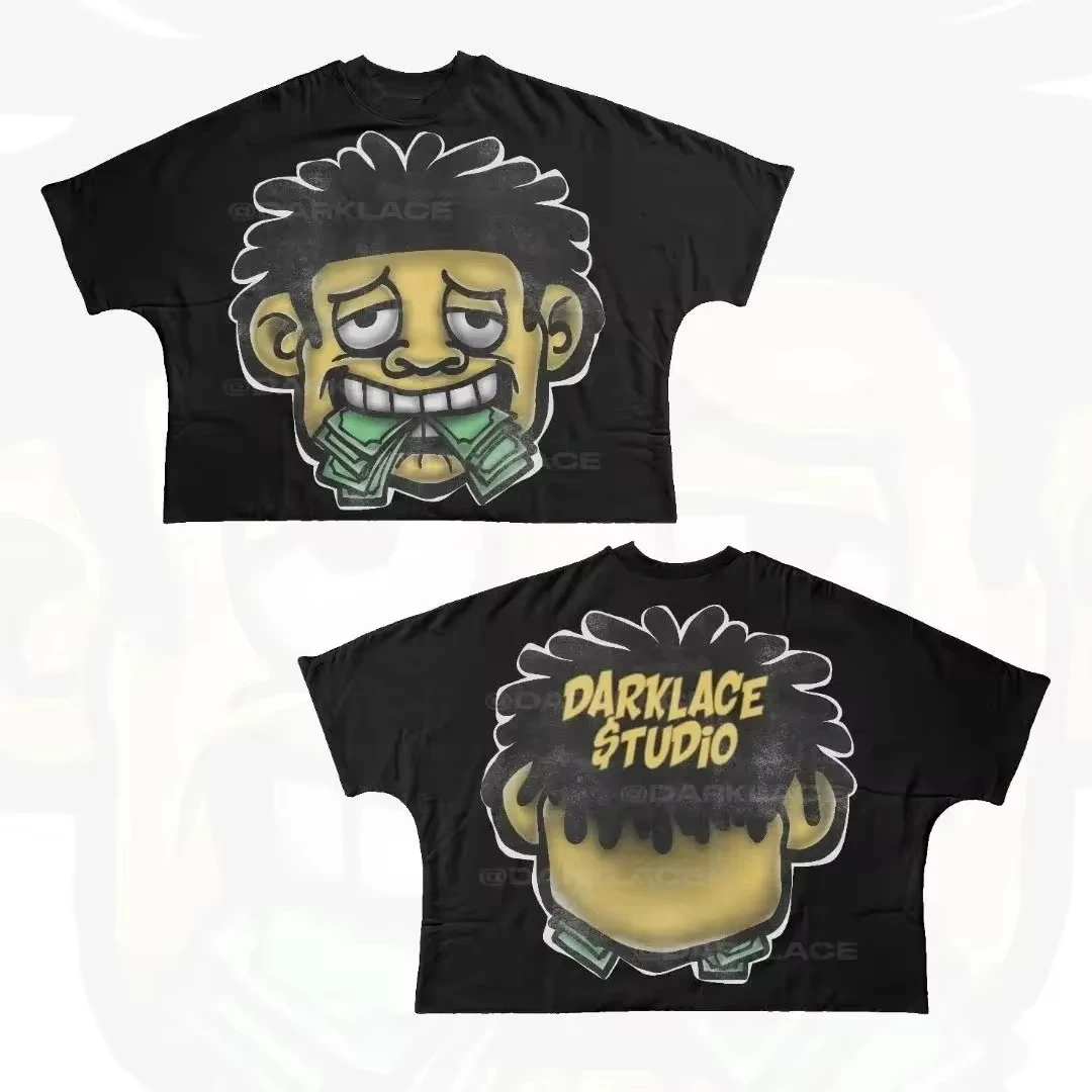 Streetwear T Shirt Hip Hop Fun Cartoon Graphic Printed Oversized T Shirt Harajuku Gothic Cotton Short Sleeved Clothing Men Women
