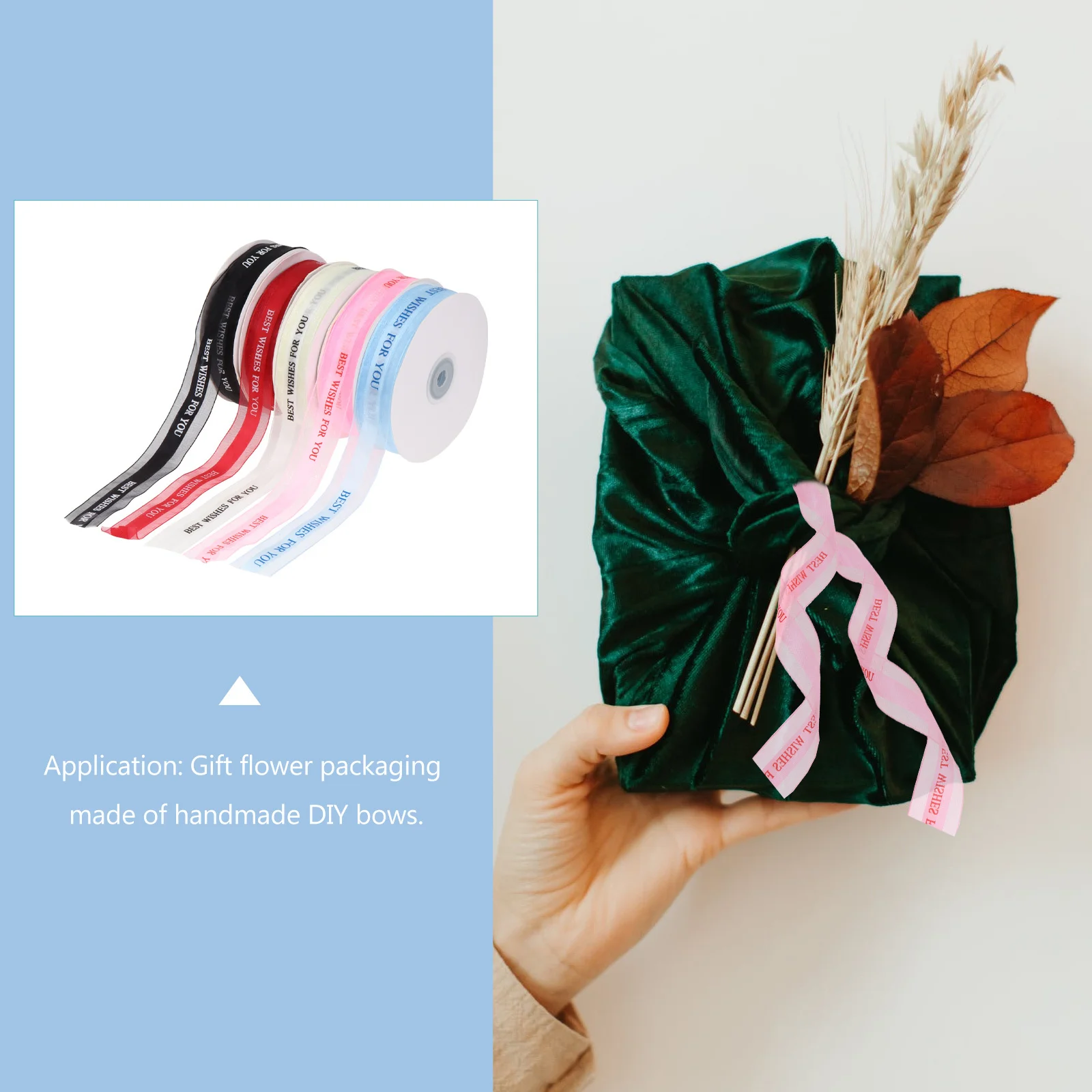 

5 Rolls Decorative Gift Ribbon Satin Long Colorful Wedding Holiday Packaging Ribbon for DIY Crafts Party Wrapping