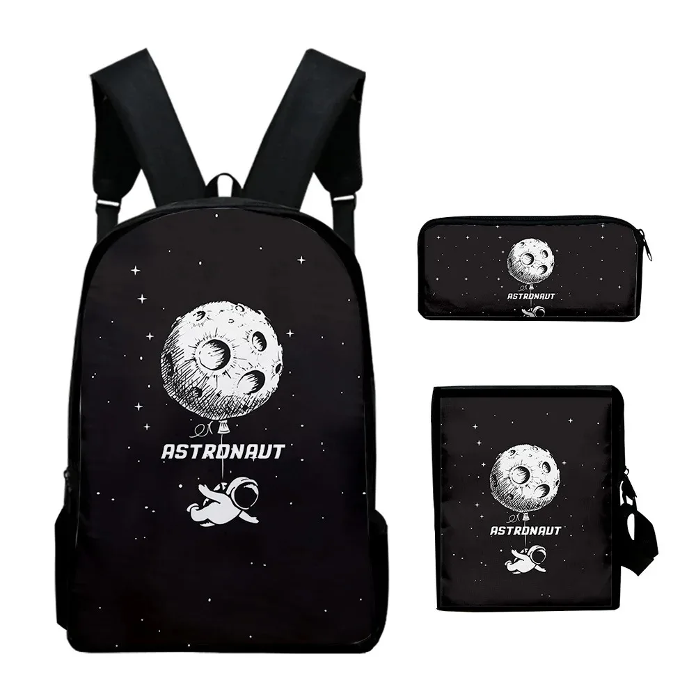 

Harajuku 3d backpack printing for school,3pcs/set,with astronaut printing,laptop bag,shoulder bag,case