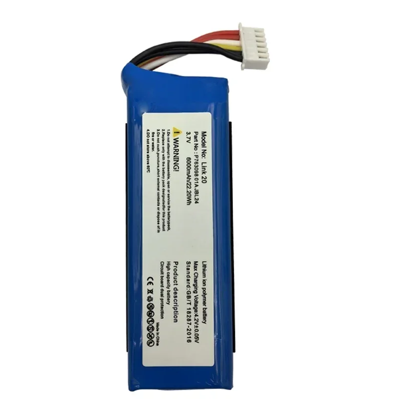 2025 Years 100% Original Replacement Battery 6000mAh For JBL Link 20 Link20 P763098 01A Genuine Loudspeaker Speaker Bateria