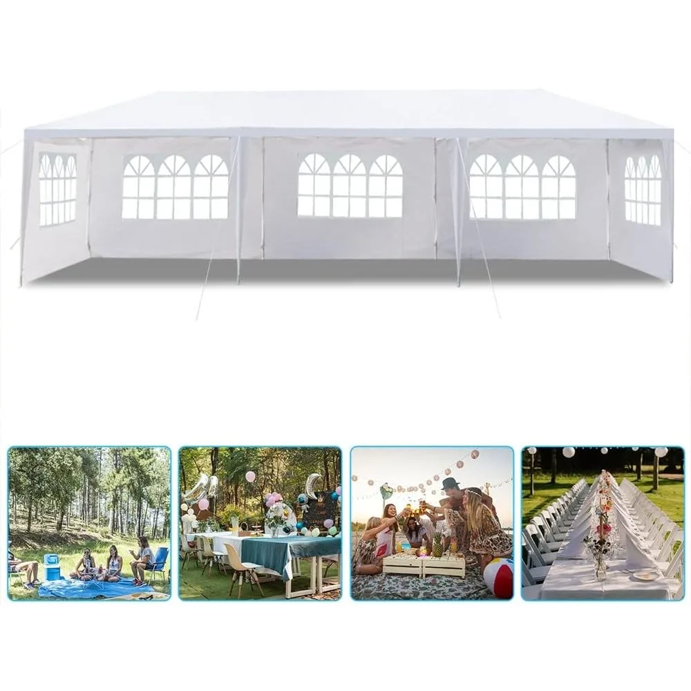 

10' x 30' Outdoor Canopy Party Wedding Event Tent Waterproof Sun Shelter Canopy Heavy Duty Gazebo Storage Pavilion w/ 5 Removabl