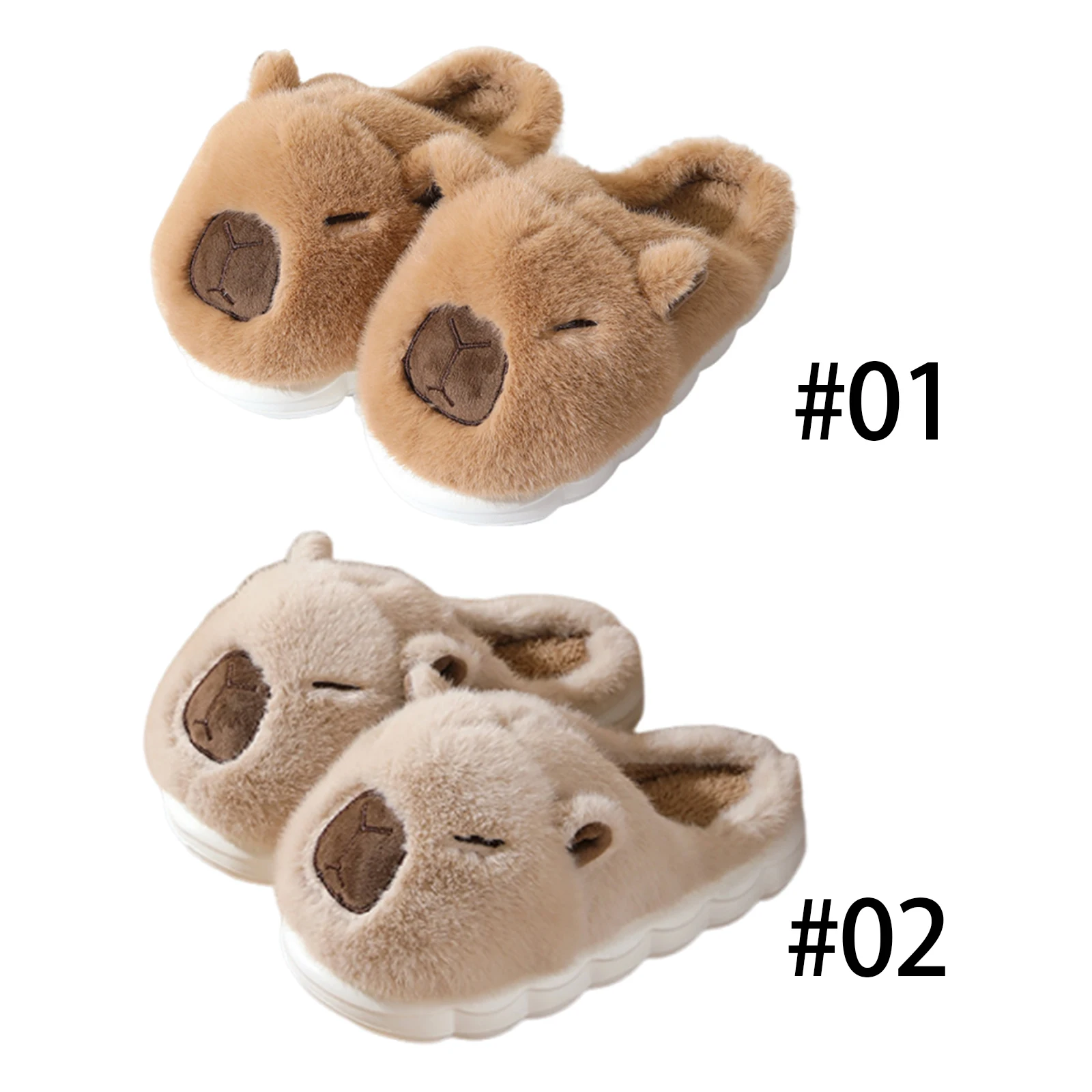 

Термотапочки на плоской подошве Capybara, противоскользящие удобные меховые тапочки, пушистые домашние тапочки с полузакрытием для мужчин и женщин