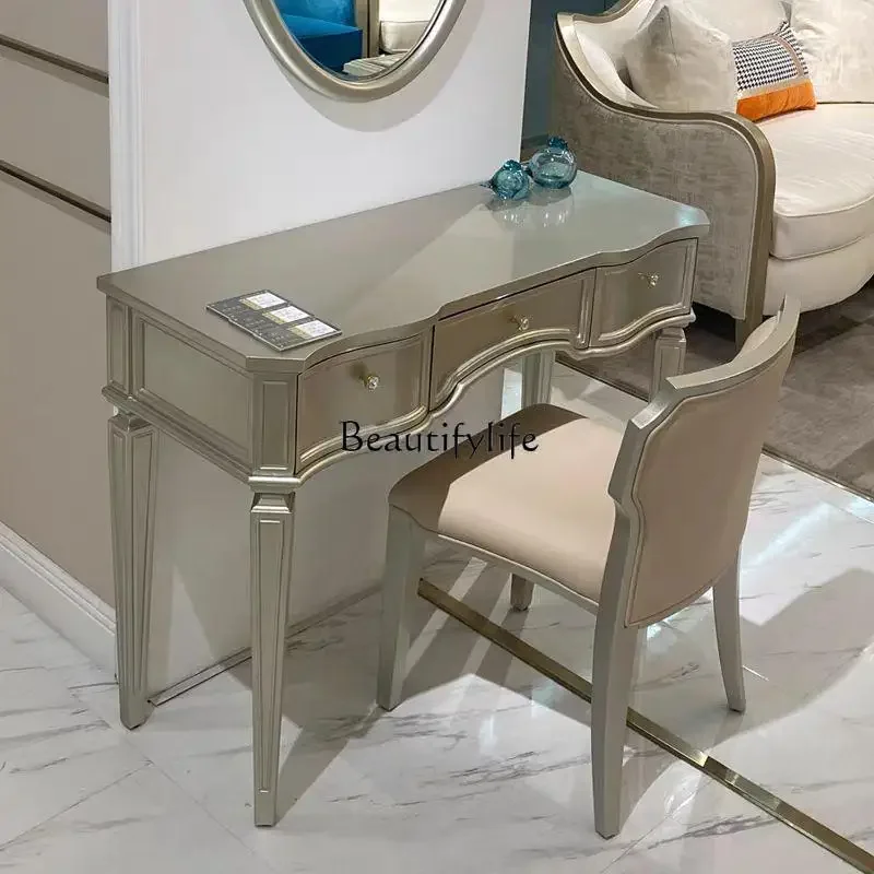 

3American light luxury solid wood dresser simple modern small apartment desk