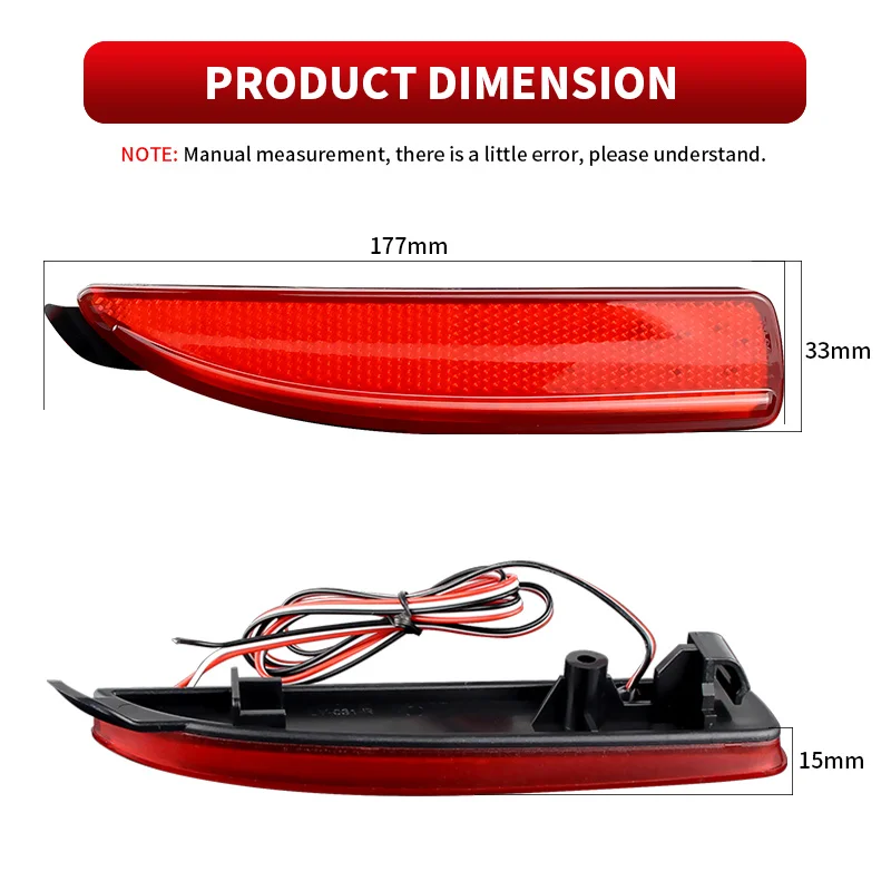 2pcs Red/Black Lens Car LED Rear Fog Lamp Bumper Light For Mazda 3 5 6 2014-2018 Auto Tail/Brake Light Fog Signal Reflector Lamp