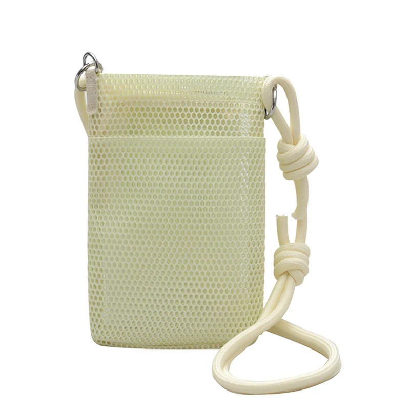 

Sweet Mesh Bag Solid Color Storage Mobile Phone Bag Hollow Shoulder Bag For Teenager