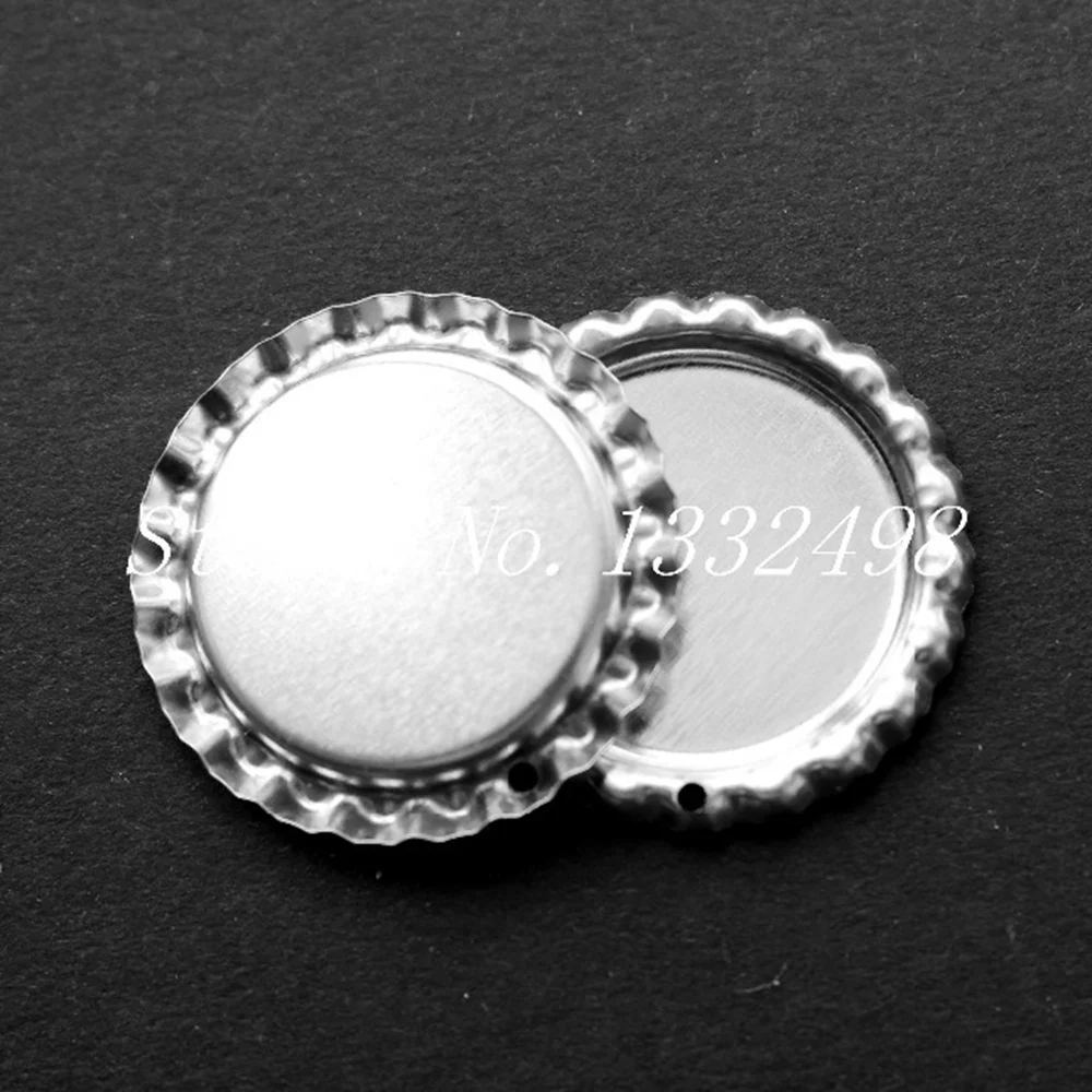 With Holes 2000 Pcs/Lot 1 Inch Flattened Chrome Bottle Caps For Bows Flat Domes BottleCaps For DIY Carft Decoration