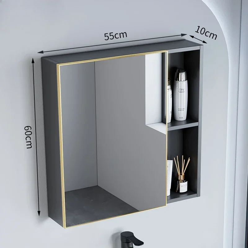 Nordic Bathroom Cabinets Wall-hung Type Rust-proof Makeup Shelves Mirror Cabinet Shelf Simple Home Furniture Armario Bano FYBC