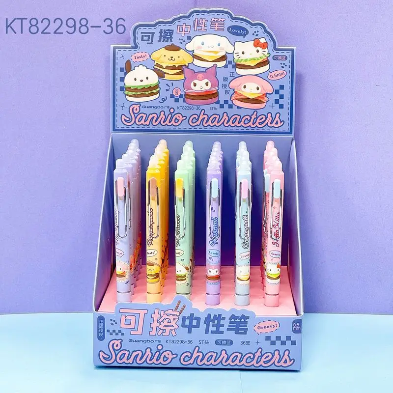 

36 шт., семейная мультяшная кукла Sanrio, гелевая ручка, аниме 0,5, стираемая синяя вывеска, пресс-ручка, студенческие принадлежности, канцелярские товары, оптовая продажа, подарки