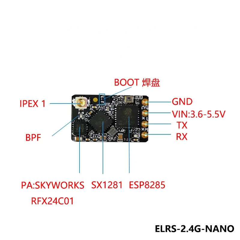 1/2PCS ELRS NANO 2.4G ExpressLRS Lange Afstand Mini Ontvanger met T Type Antenne voor RC FPV Freestyle Racing Drone Quadcopter Onderdelen