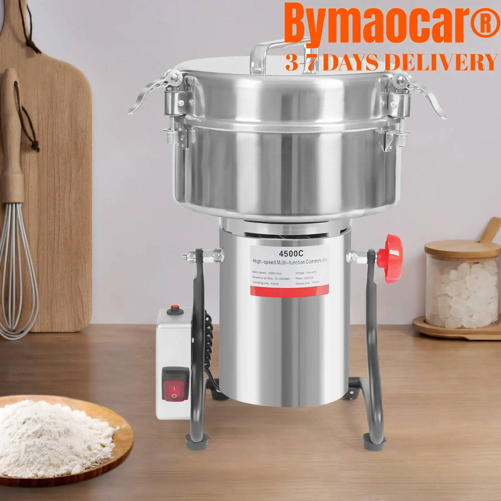 Penggiling Gandum Listrik, 4500g/9.92lb Kecepatan Tinggi 30000r/menit Daya 5000W untuk Rumah dan Komersial, Cocok untuk Rempah Kering dan Herbal