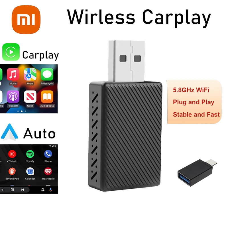 Xiaomi CarPlay Wired to Wireless 2 in1  Adapter Android Auto Smart Box  Intelligent Car Machine Interconnection Plug and Play