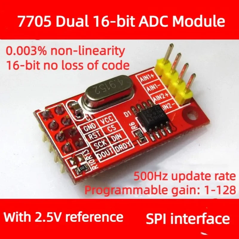 AD7705 Dual 16-bit ADC Data Acquisition PGA SPI Interface Chip: TM7705