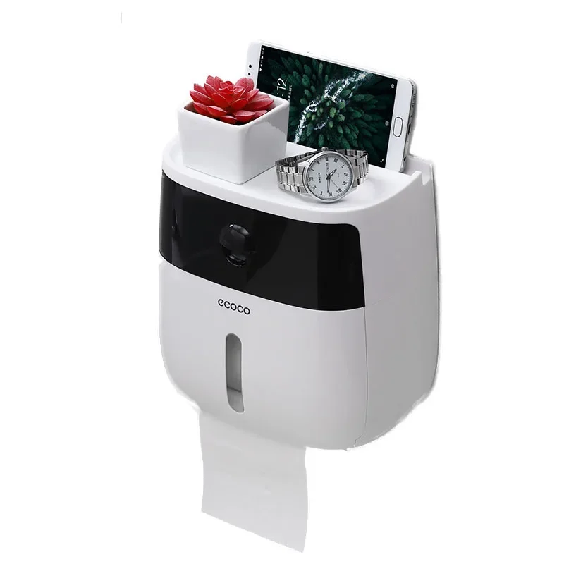 

Double-Layer Toilet Paper Roll Holder Paper Towel Holder Punch-free Bathroom Roll Paper Stand Case