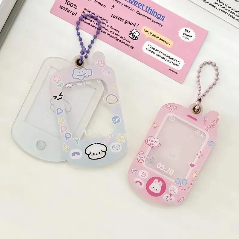 Cartoon Dog Acrylic Photocard Holder Transparent Idol Card Display Protector Scratch Resistant Decor for Office Desk Gift