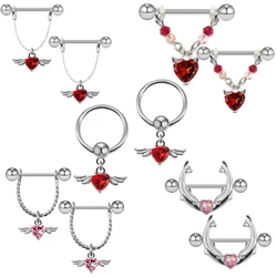 2Pcs New Zircon Heart Nipple Rings Cover Piercing Body Jewelry Spider Nipple Bar Ring Barbell Nipple Pircing Sexy Women