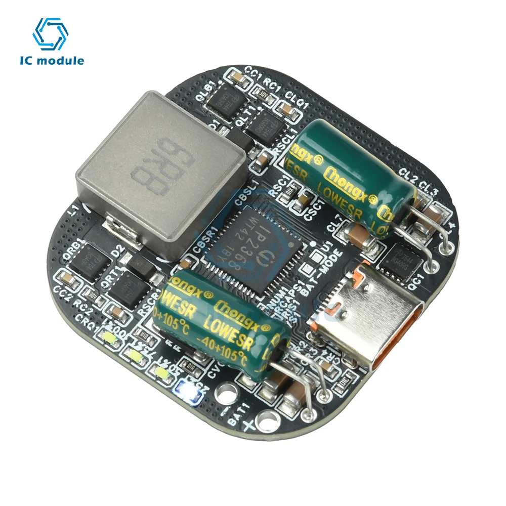 Módulo de carregamento bidirecional IP2368 2-5S 100W PD - Carga/descarga rápida Buck-Boost com interface tipo C