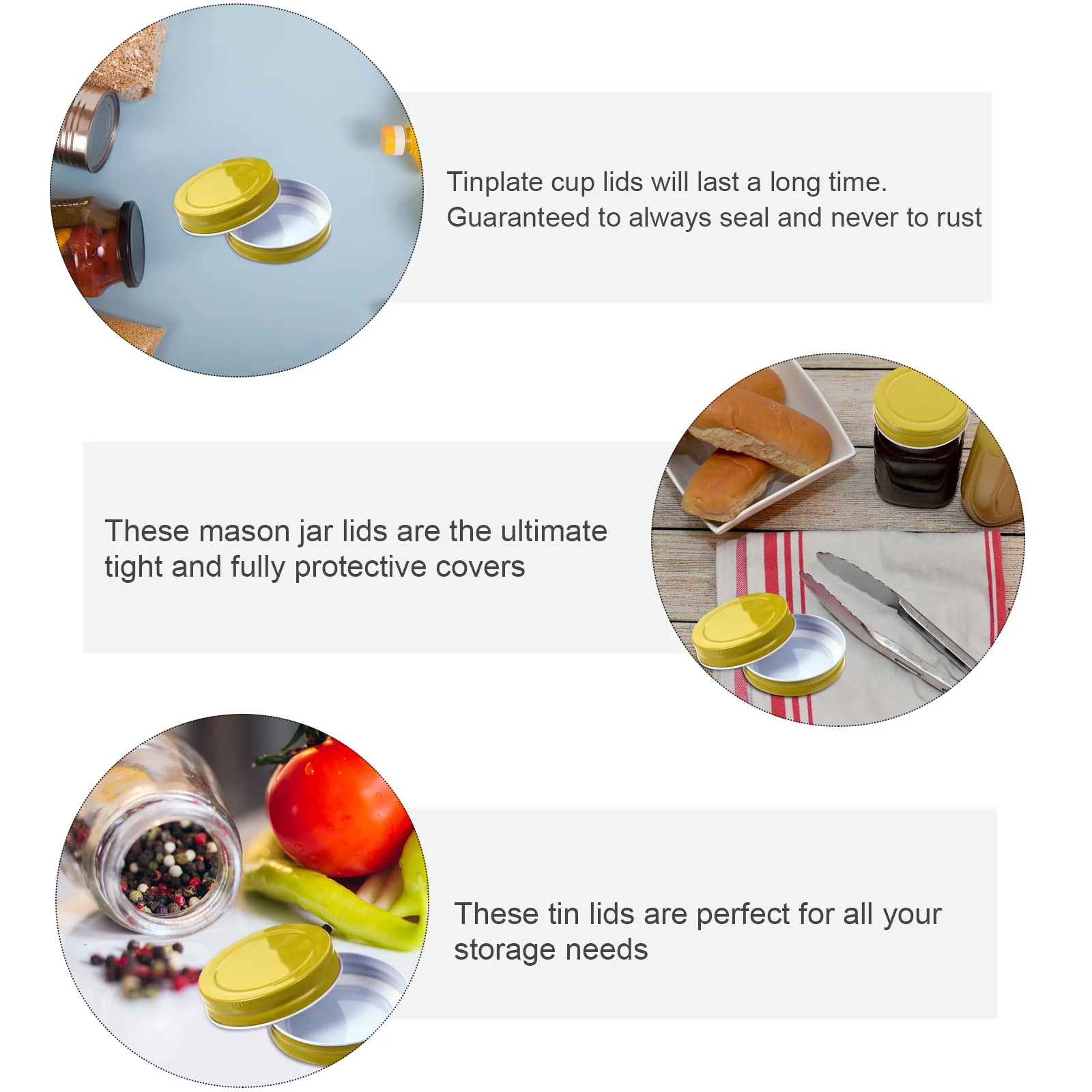 

12Pcs Long Lasting Tinplate Caps Rustproof Jar Lids for Freezer Refrigerator Dry Storage 7cm Jar Lids Sealing Caps for Bottles