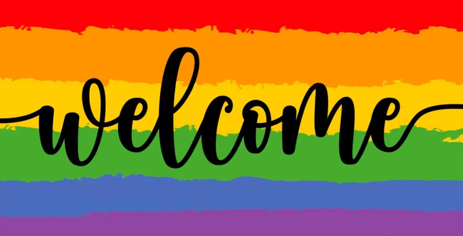 Pride Welcome Wreath Sign, Rainbow Attachment, Metal Pride, Supplies, Love is Love, LGBTQ Support Alumin