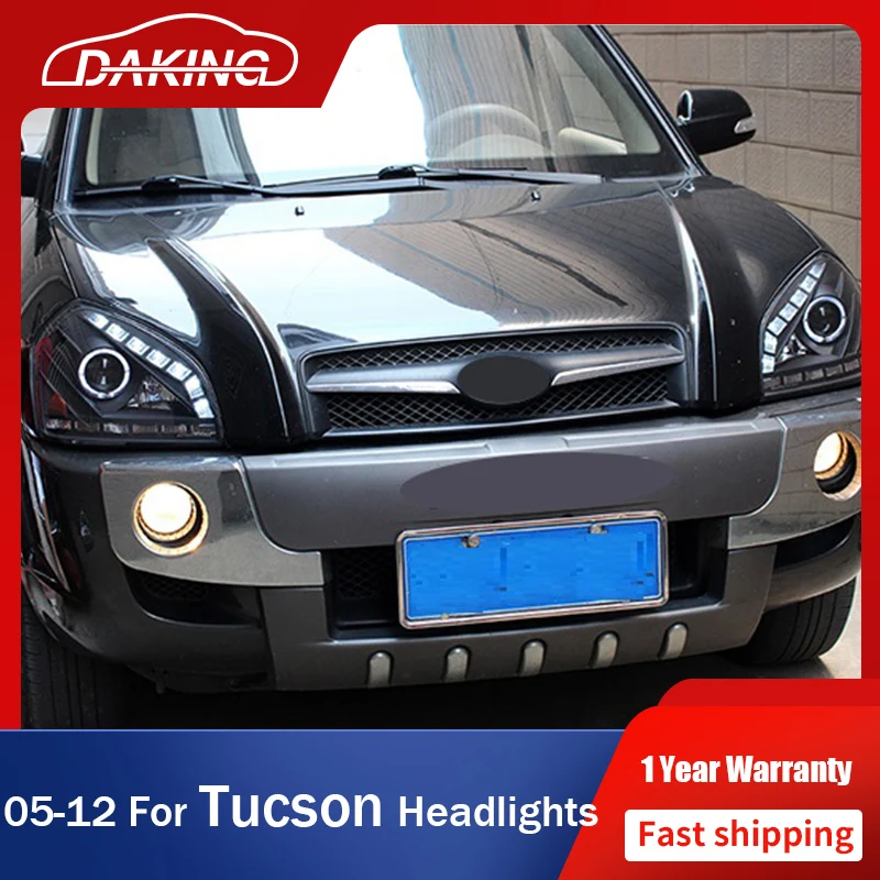 Car Front Light for Hyundai Tucson Headlights 2005-2012 LED DRL Turn Signal Angel Eyes Be-xenon Lens Head Lamps Auto Accessories