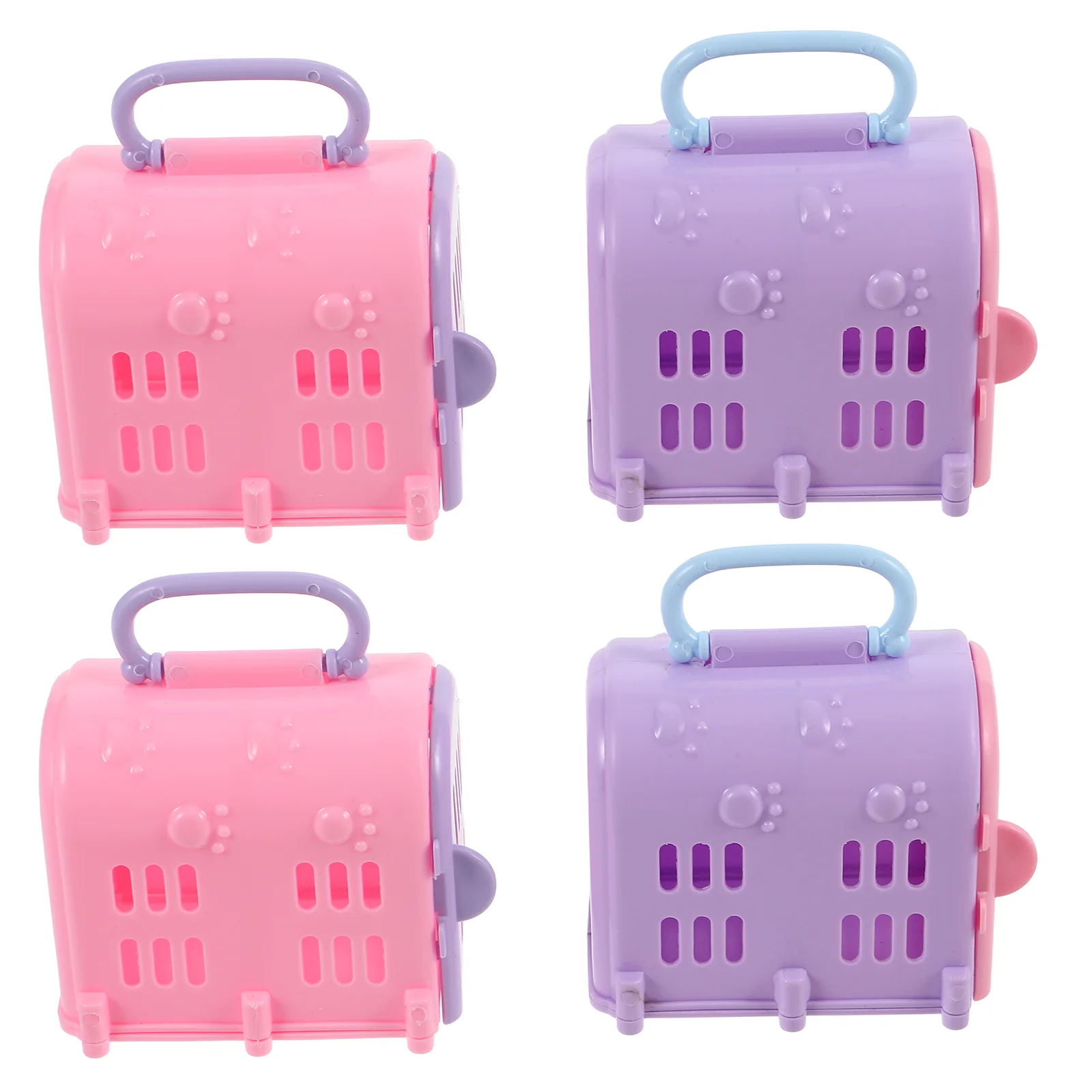 

4 Pcs House Dog Crate Toys for Small Dogs B Miniature Pet Travel Cage Dollhouse Tiny Carrier Realistic