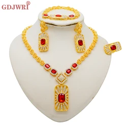 Fashion Ethiopia Dubai Women's Jewelry Set African Wedding Jewelry Necklace Bracelet Earring Ring Set