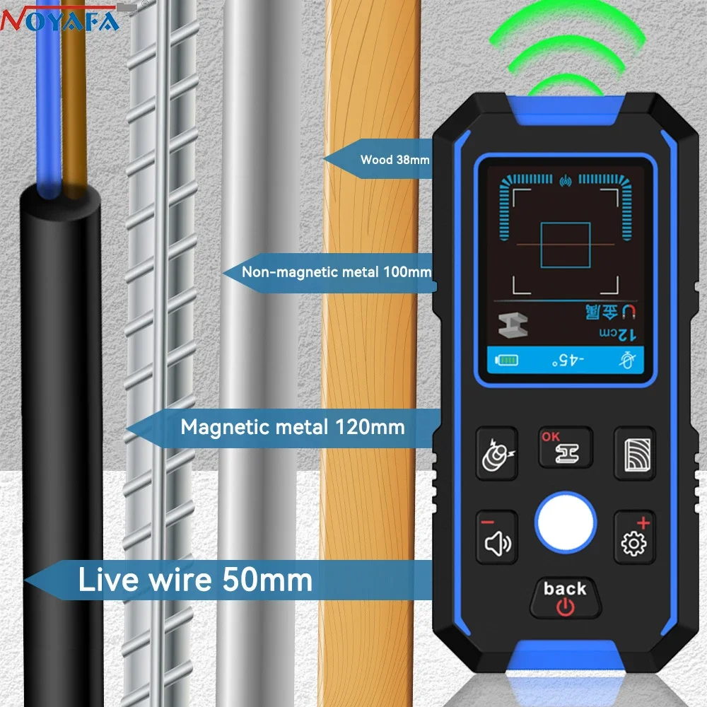 NOYAFA NF-518 3-in-1 Pinpointer Detector Wall Scanner Metal Wood Live Wires