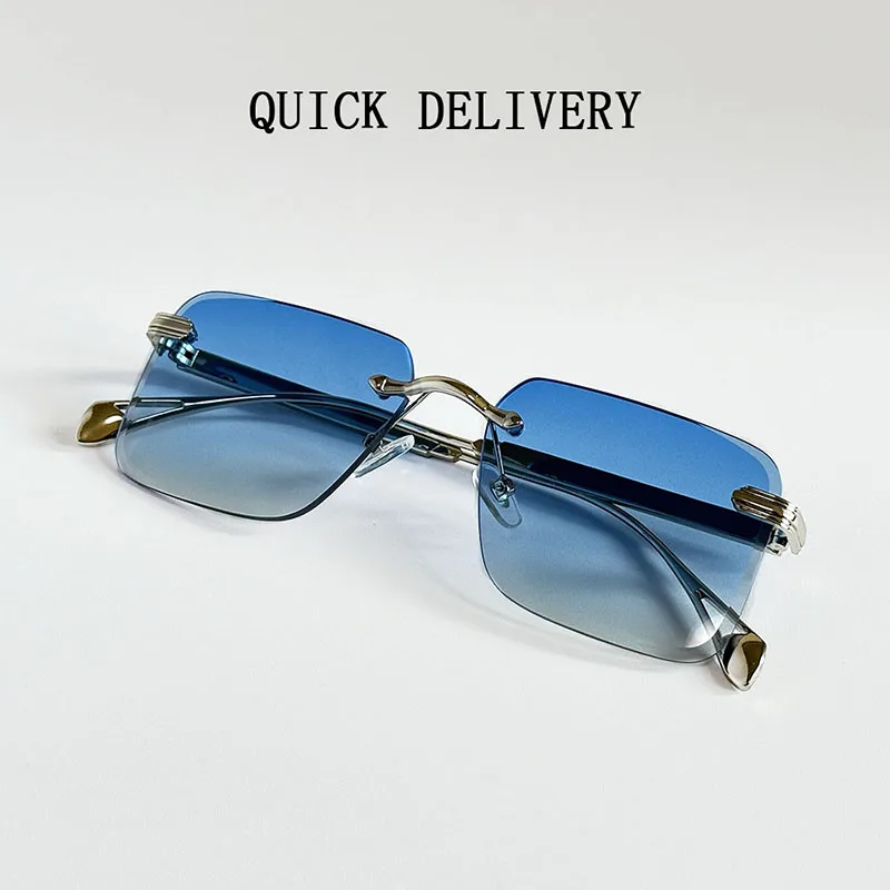2025 Rimless Sunglass Men Vintage Luxury Square Sunglasses Women Retro Fashion Glasses Gafas De Sol Hombre Lunette Soleil Femme
