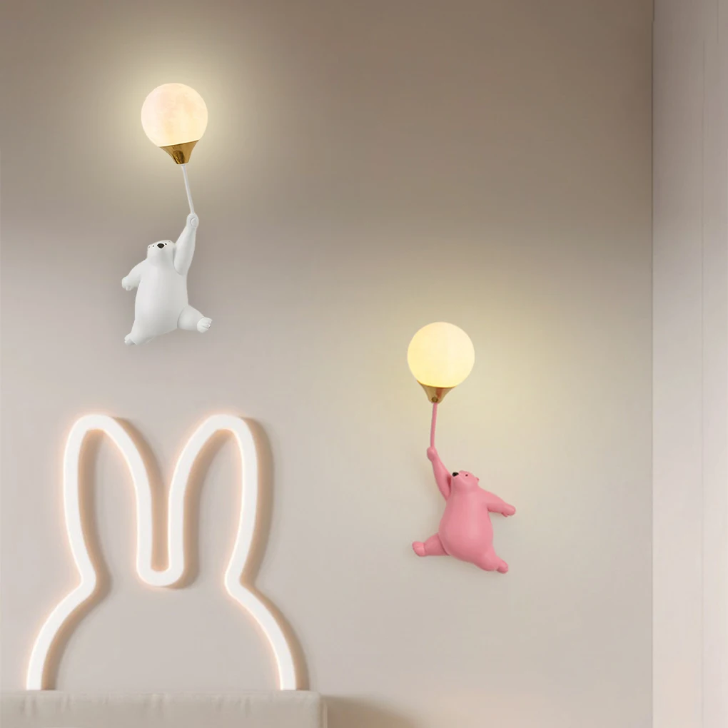 LED Cartoon Wall Lights High Light Transmittance Bear Wall Lamp For Home Sconce Super Cute Bear
