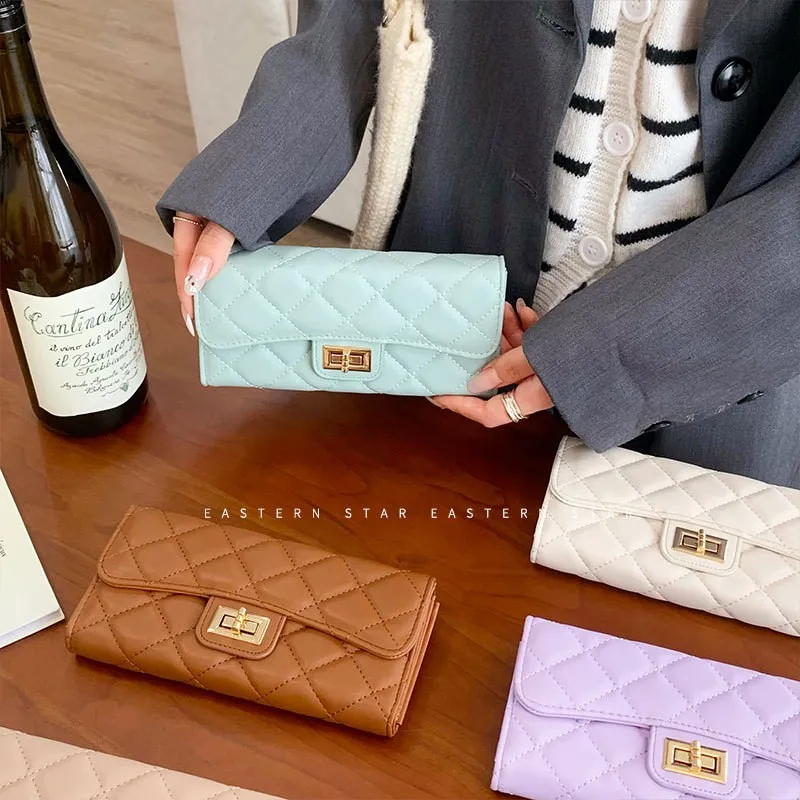 디자이너 다이아몬드 모양 대용량 클러치 지갑 여성용 고급 멀티 슬롯 카드 케이스 우아한 지갑