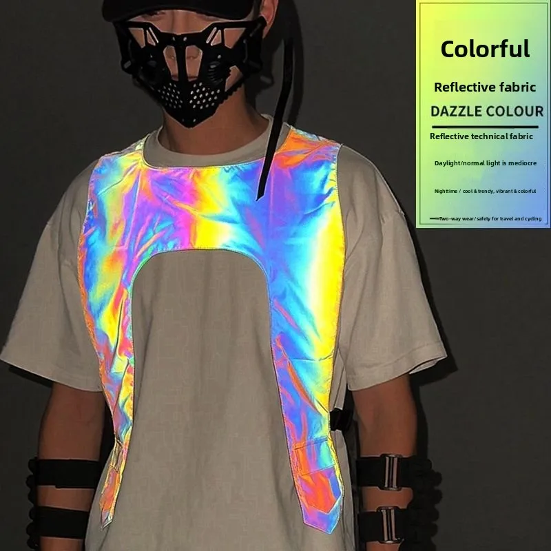 Colorful Reflective Vest, Vest, Fluorescent Cycling Clothes, Night Running, Driving Construction Vest, Night Road Safety