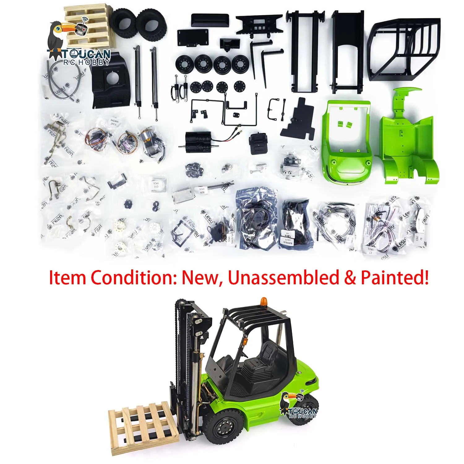 LESU Remote Control Toys 1/14 Transfer RC Truck Hydraulic Forklift KIT Pump Motor Painted Sound ESC Tamiyaya Model THZH0779-Smt3