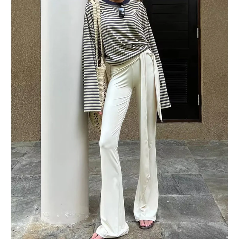 

2025 Women Autumn Casual Loose Long Sleeve Striped T Shirt
