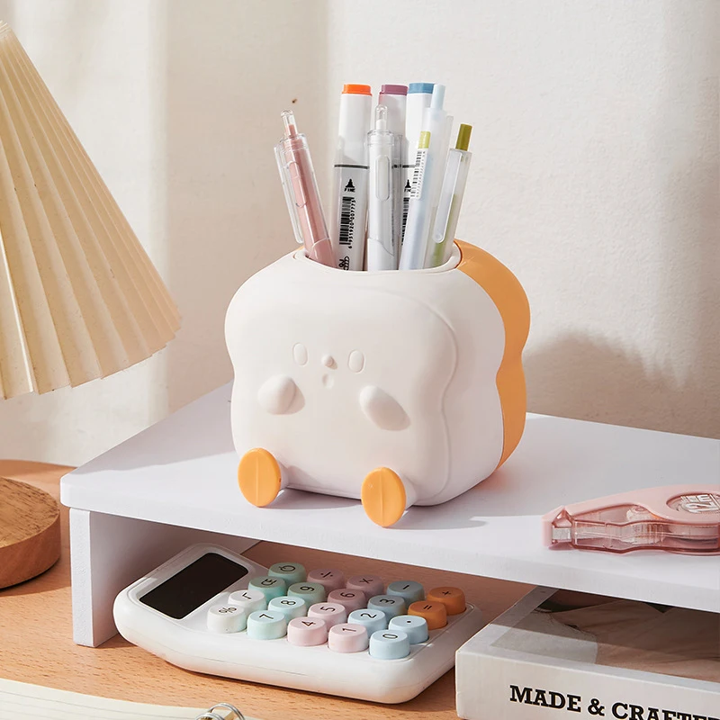 1PCS Mini Toast Pen Holder Multifunctional Storage Rack Toothbrush Holder Desktop Rack Table Home Decoration Student Gift
