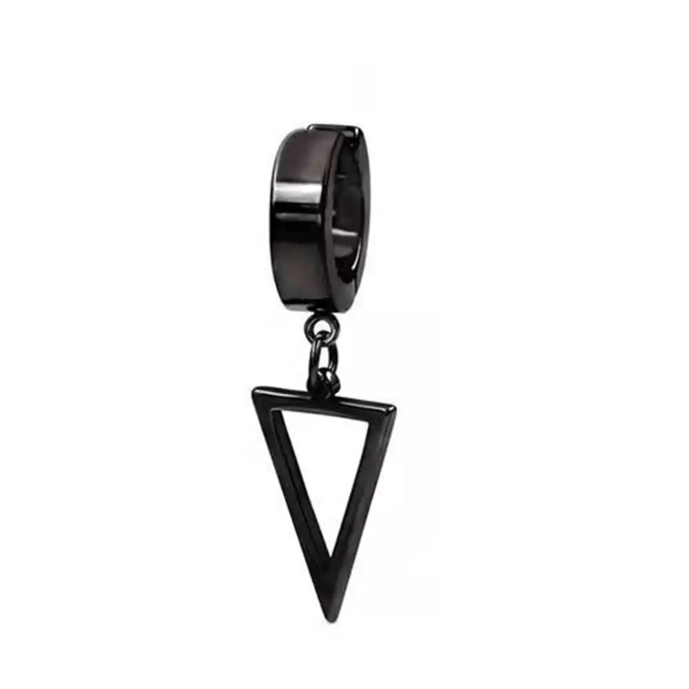 Cool Simple Fake Piercing Male Triangle Female Non-Piercing Earring Cross Clip Earring Fashion Jewelry Korean Style Ear Cuff