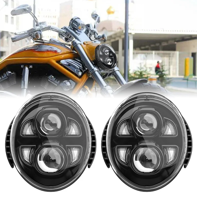 

LED Front Headlights 60W HI/Low Beam DRL Motorcycle Headlamp For Harley Davidson VRod V-Rod VRSC VRSCA VRSCB VRSCF VRSCAW 02-17