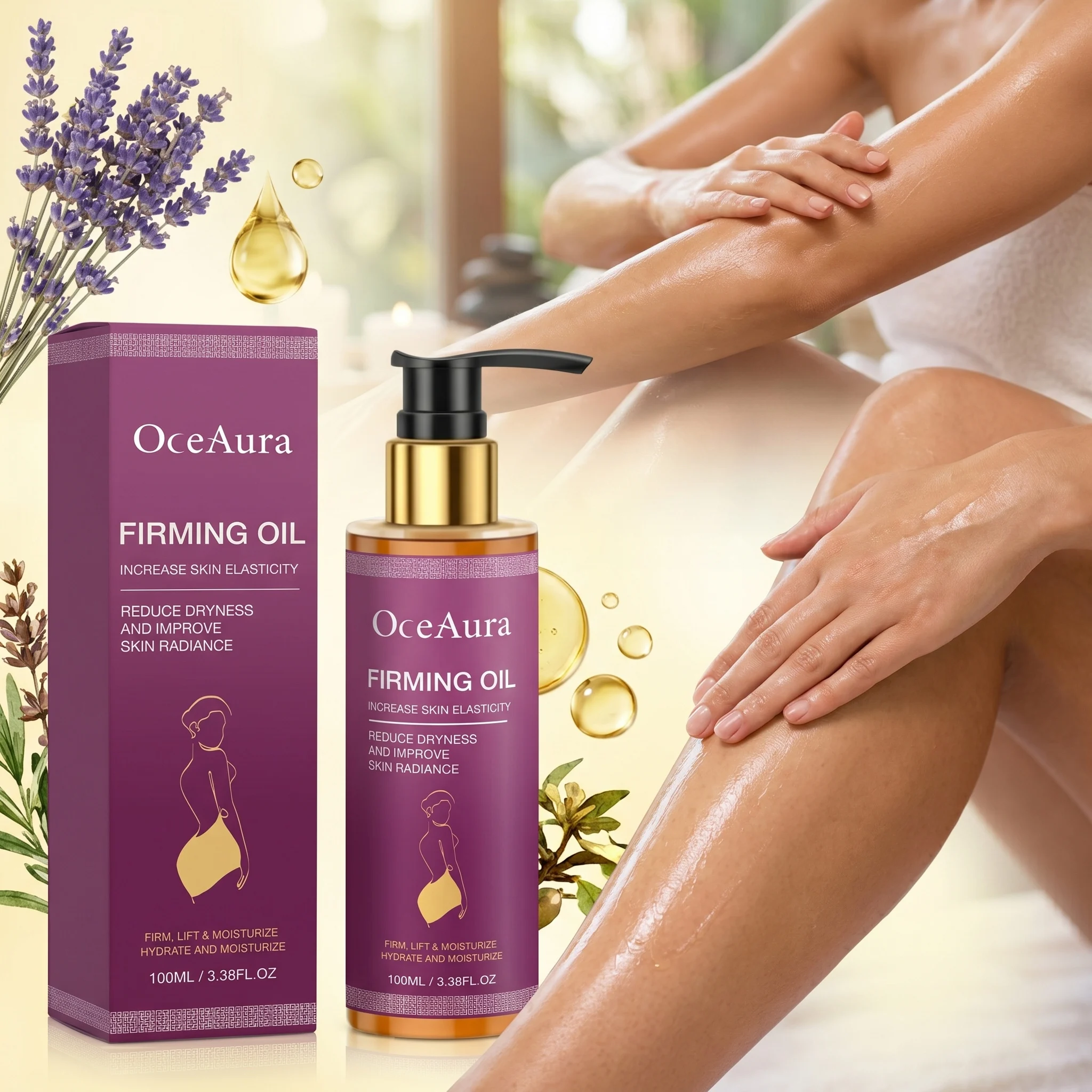 Lavender rose Body Oil Long Lasting Moisturization Natural glow booster Gentle and nourishing Care Fluid for Flaky Skin 100ml