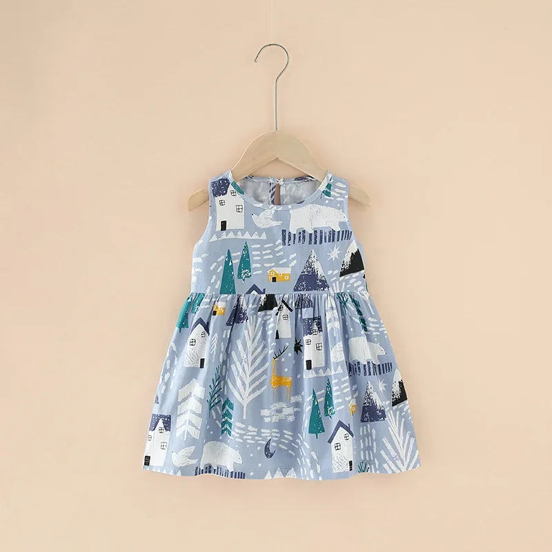 Zomer Kinderen Rok Baby Bloem Afdrukken Kleding Peuter Kids Mouwloze Zonnejurk Tops Kids Verjaardag Jurken Voor Meisjes