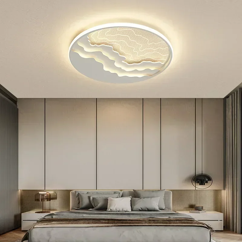 SANDYHA-Lámpara de techo LED moderna para niños, decoración de dormitorio, luces de habitación, anillo, diseño de estrella y Luna, pantalla acrílica 2024