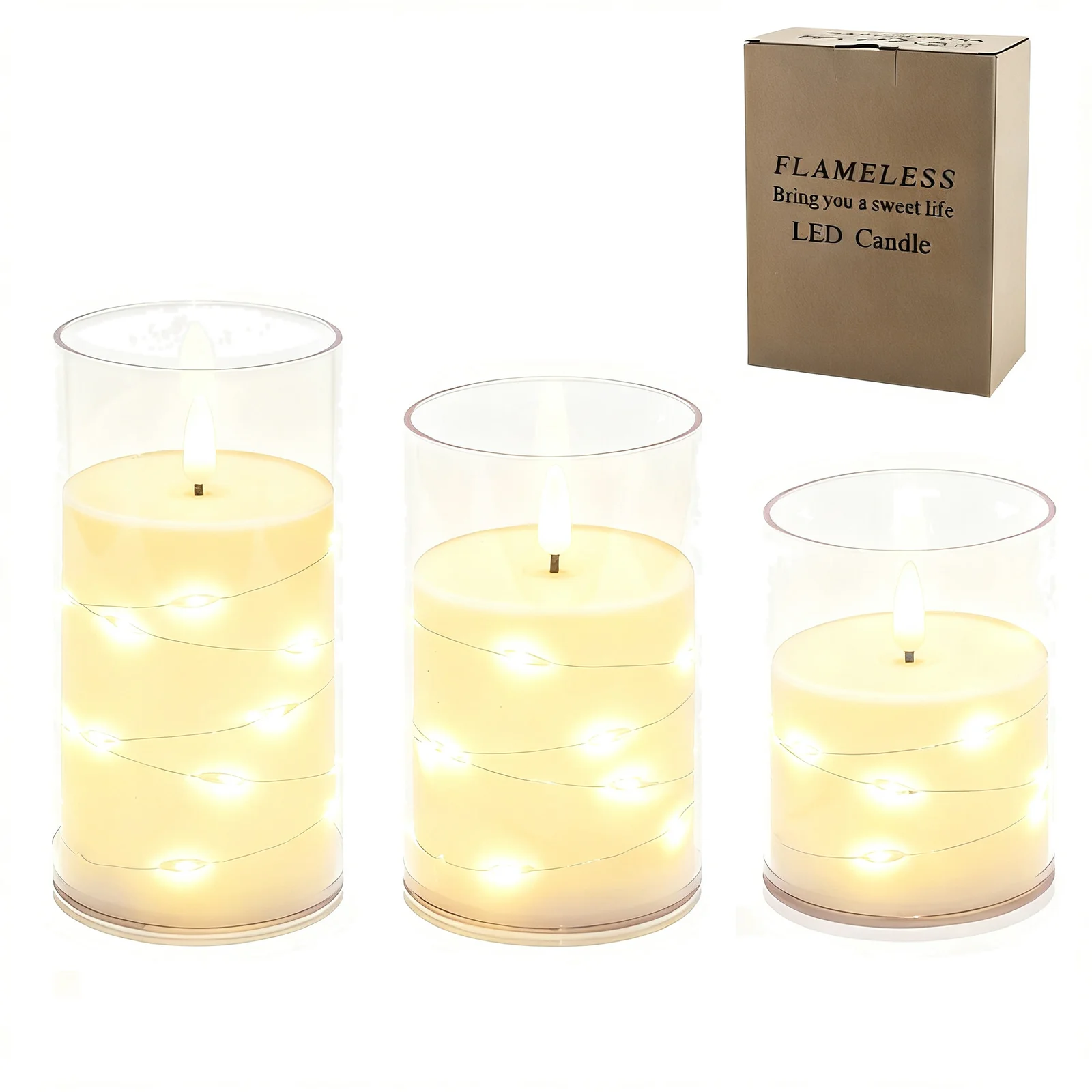 Acrylic Cup Candle Electronic Candle Led Light Remote Control Restaurant Decoration