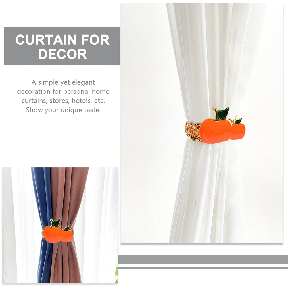 

2pcs Pumpkin Curtain Holdback Metal Spring Tiebacks for Home Decor Thanksgiving Fall Curtains Reliable Buckle