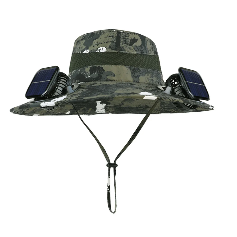 

Summer Large Edge Sun Hat Fisherman's UV Resistant and Windproof Solar Charging Fan for Outdoor Camping Fishing & Hiking