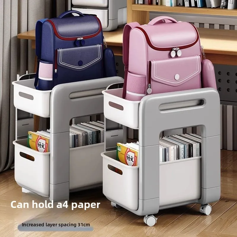 

Многослойная стоячая сумка для хранения с колесами, удобная студенческая сумка для книг, органайзер, мобильный стол, тележка для хранения под тележкой, бытовая