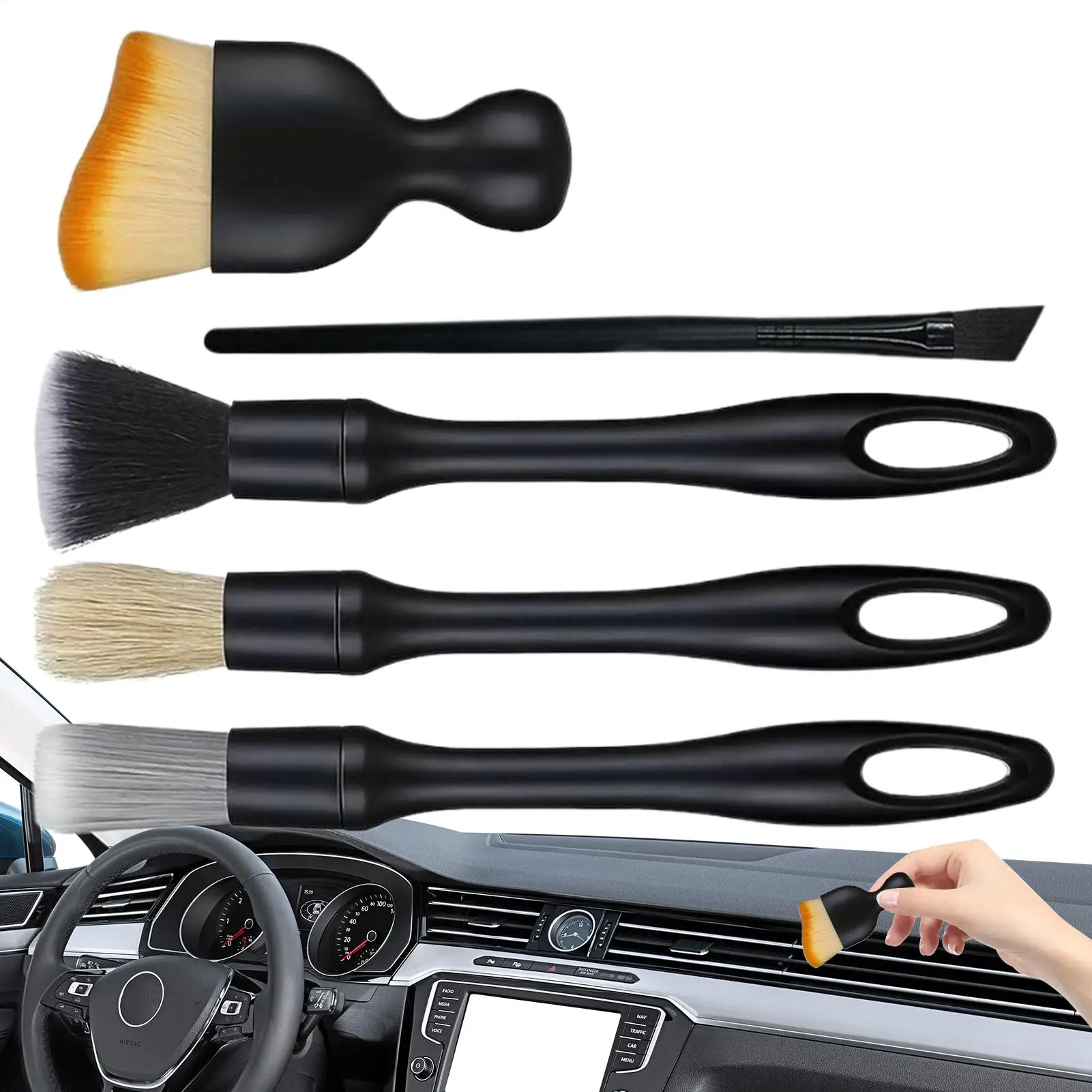 

Car Brush Kit Ergonomic Detachable Soft Tool Automotive Cleaning Brush Kit For Beginners Automotive Vehicle Indoor Outdoor